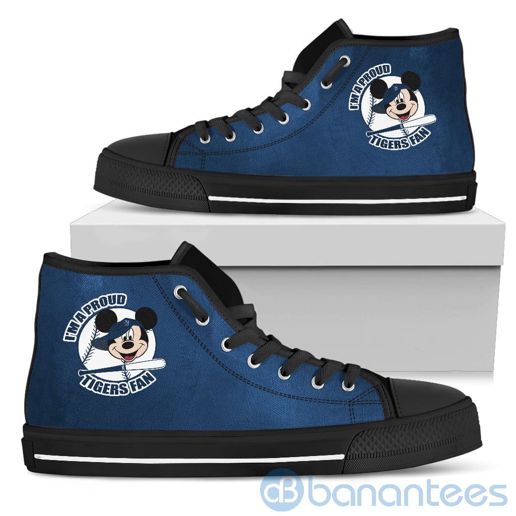 I'm A Proud Detroit Tigers Fan Mickey Circle High Top Shoes
