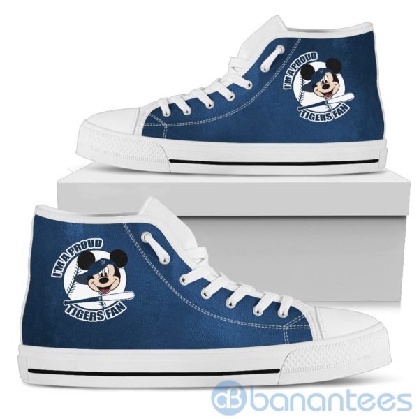 I'm A Proud Detroit Tigers Fan Mickey Circle High Top Shoes Product Photo