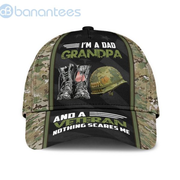 I'm Aad Grandpa And A Veteran Nothing Scares Me Gift For Father Us Veterans All Over Printed 3D Cap Product Photo