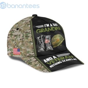 I'm Aad Grandpa And A Veteran Nothing Scares Me Gift For Father Us Veterans All Over Printed 3D Cap Product Photo