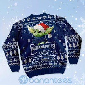 Indianapolis Colts Cute Baby Yoda Grogu Ugly Christmas 3D Sweater Product Photo