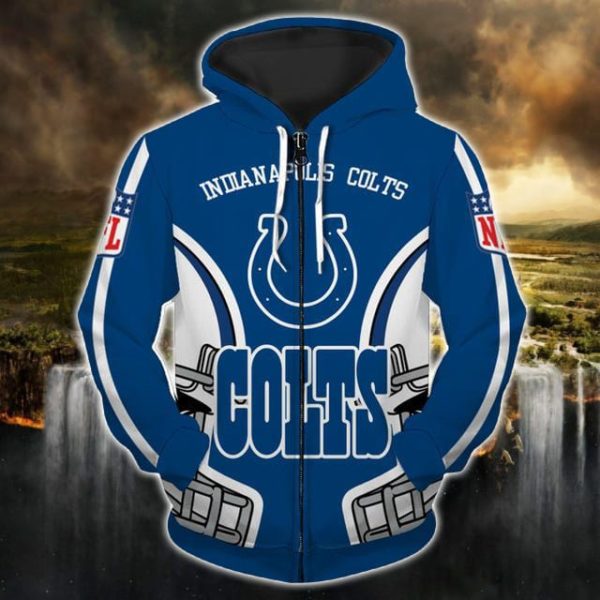 Indianapolis Colts Royal All Over Printed 3D Hoodie Zip Hoodie Product Photo