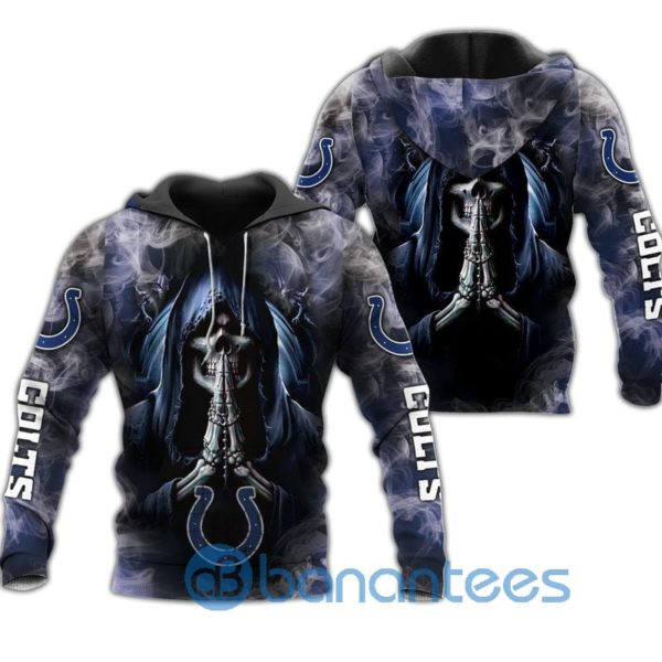 Indianapolis Colts Skull Background Smoke All Over Printed 3D Hoodie Zip Hoodie Product Photo