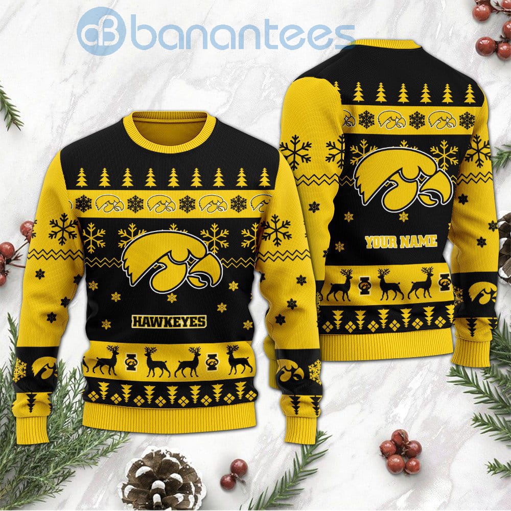 Iowa Hawkeyes Custom Name Personalized Ugly Christmas 3D Sweater