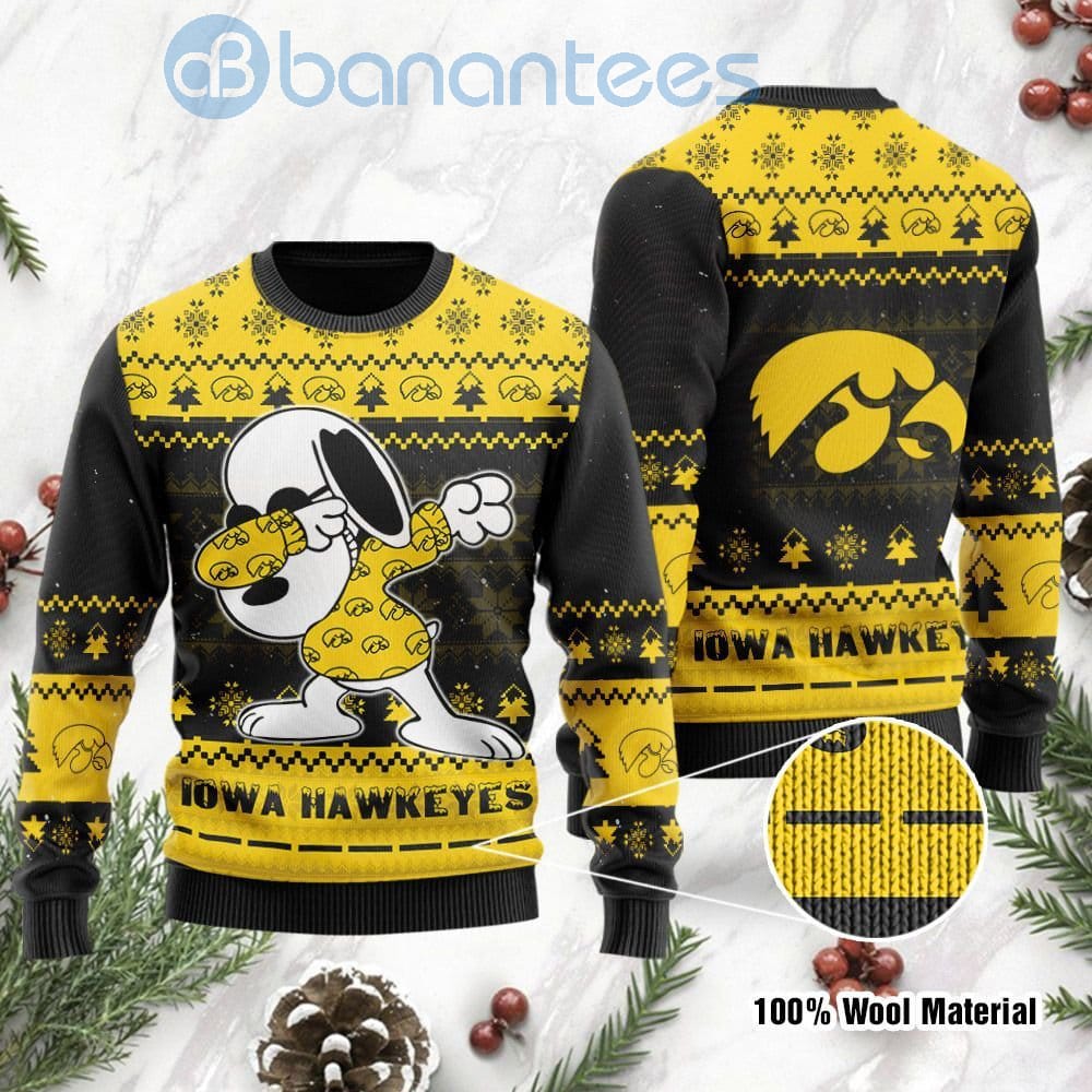 Iowa Hawkeyes Snoopy Dabbing Ugly Christmas 3D Sweater