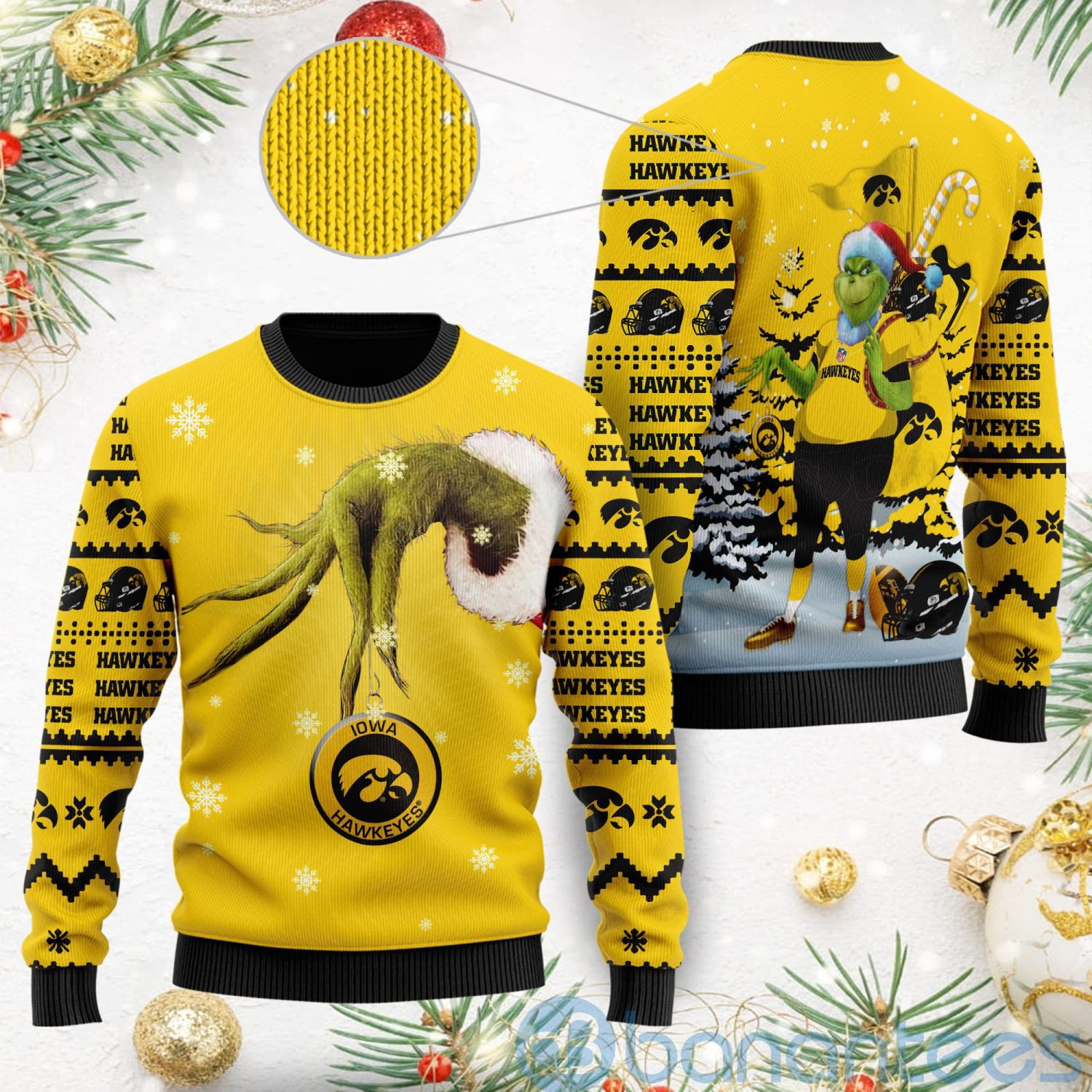 Iowa Hawkeyes Team Grinch Ugly Christmas 3D Sweater