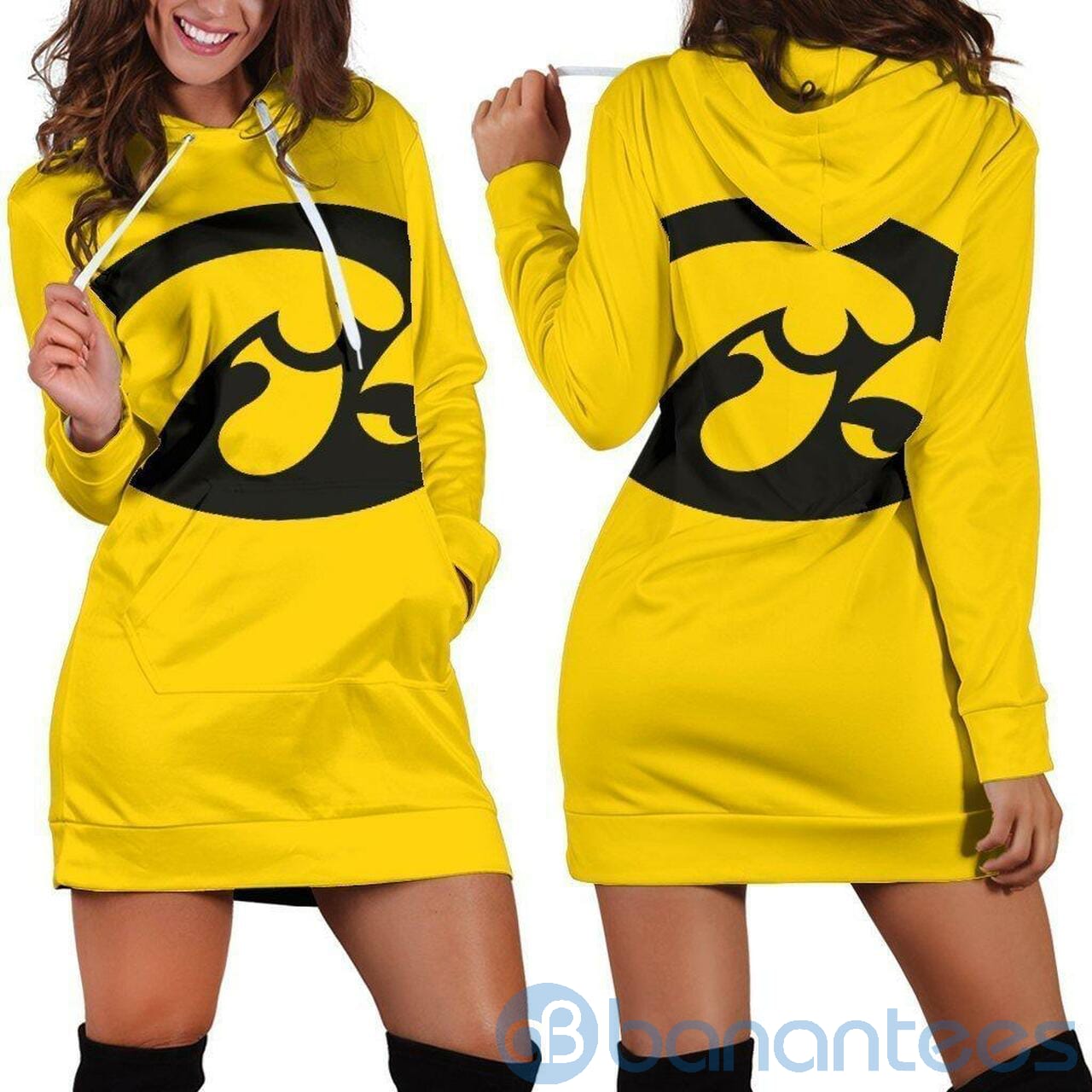 Iowa Hawkeyes Yellow Hoodie Dress For Women