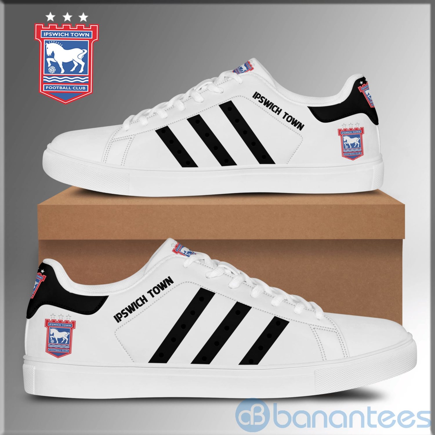 Ipstown Football Black Striped White Low Top Skate Shoes