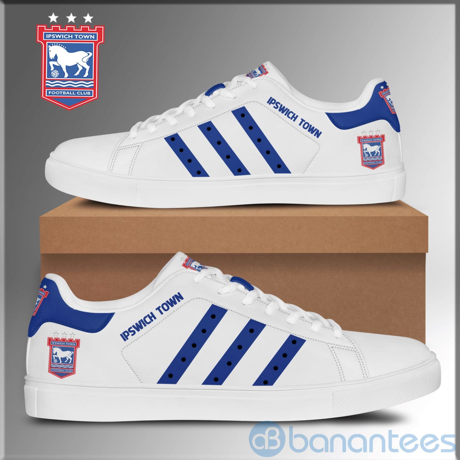 Ipstown Football Blue Striped Low Top Skate Shoes