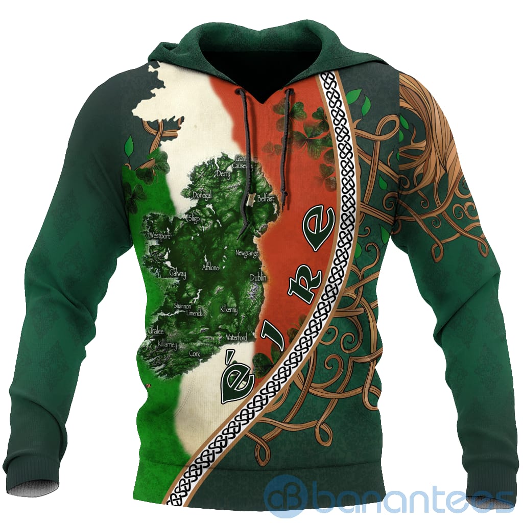 Irish Saint Patrick's Day Shamrock All Over Printed 3D Hoodie Sweatshirt
