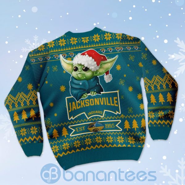Jacksonville Jaguars Cute Baby Yoda Grogu Ugly Christmas 3D Sweater Product Photo
