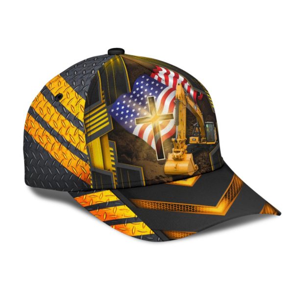 Jesus American Flag Excavator All Over Printed 3D Cap Product Photo