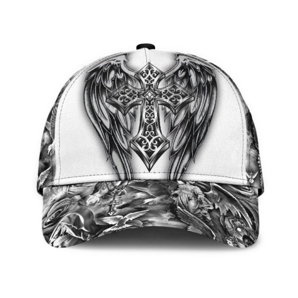Jesus Christ Cross And Wings Printed Cap For Men And Women Product Photo
