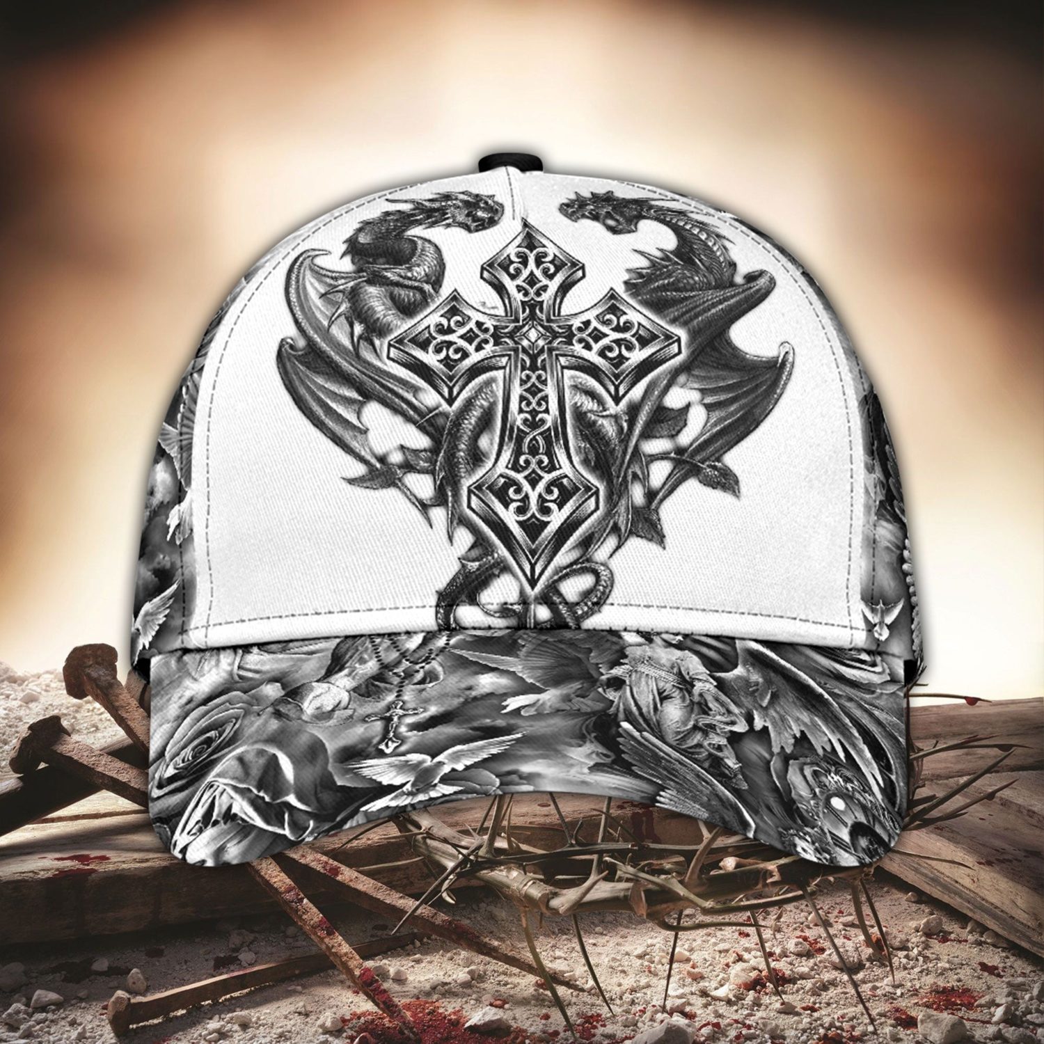 Jesus Christ Cross Andragons Printed Cap For Men And Women Product photo 1