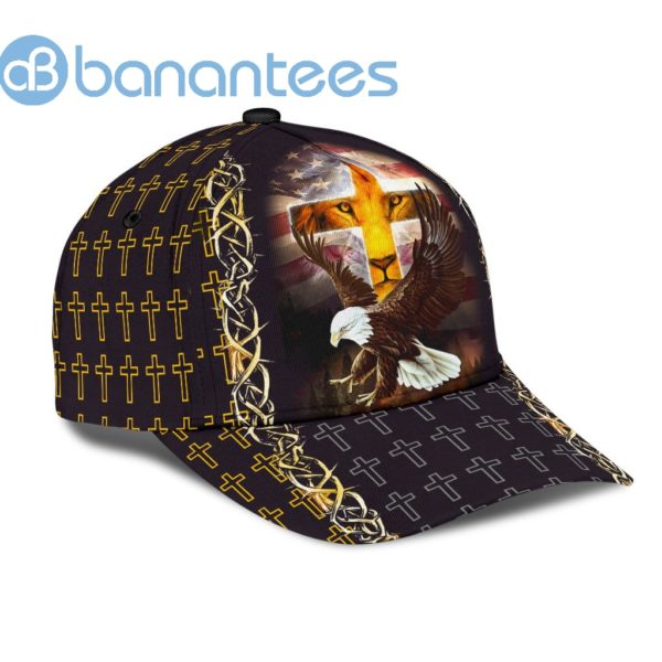 Jesus Lion Eagle American Flag All Over Printed 3D Cap Product Photo