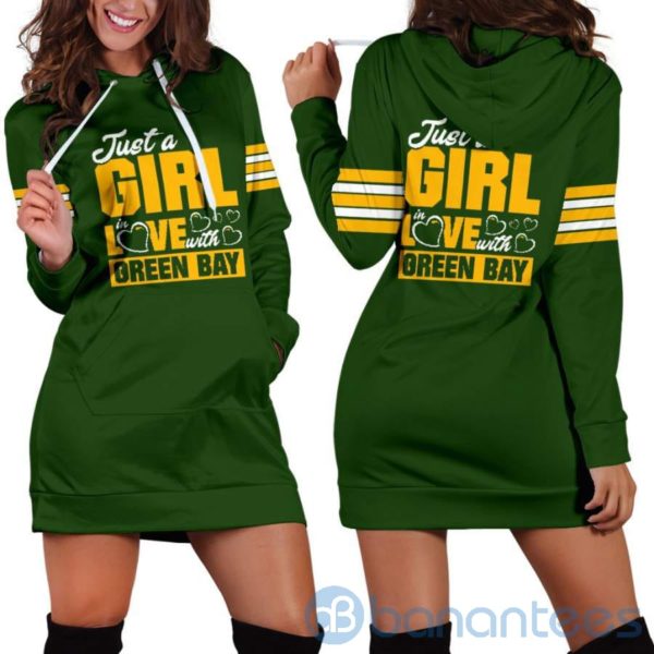 Just A Girl In Love With Green Bay Hoodie Dress For Women Product Photo