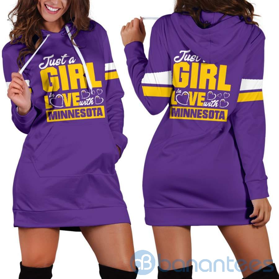 Just A Girl in Love With Minnesota Hoodie Dress For Women
