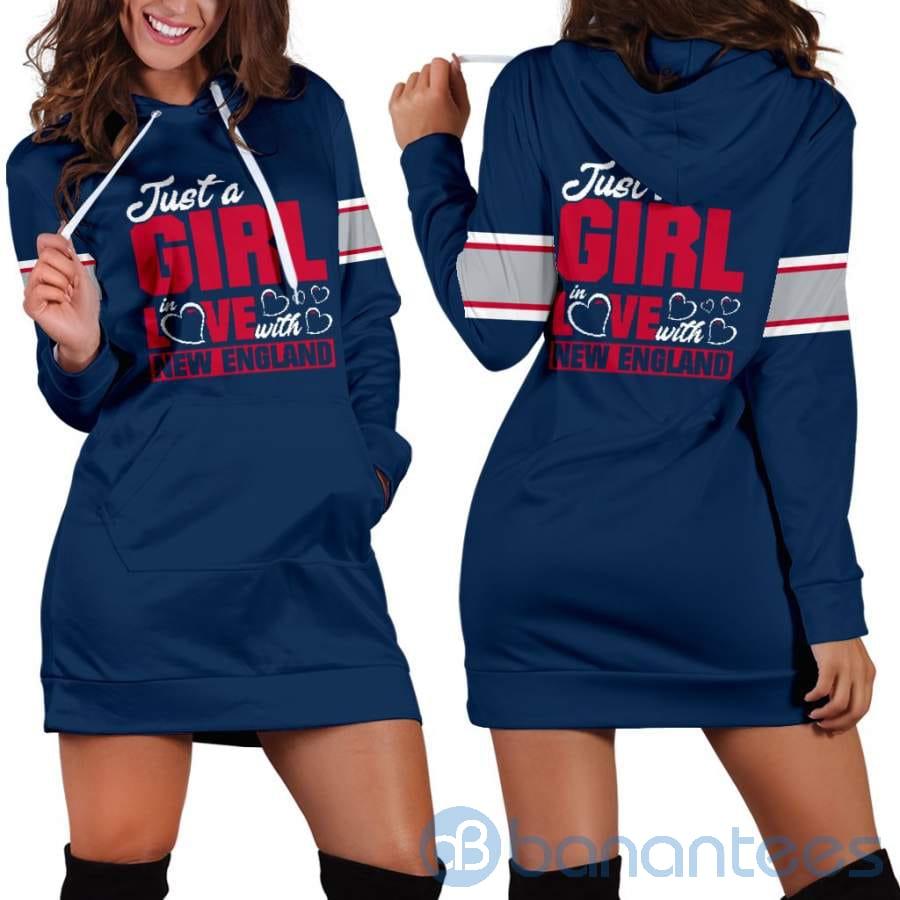 Just A Girl in Love With New England Hoodie Dress For Women