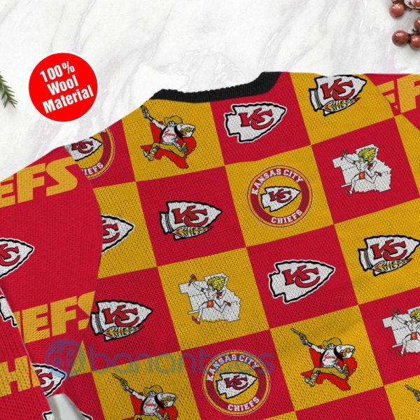 Kansas City Chiefs Logo Checkered Flannel Design Ugly Christmas 3D Sweater Product Photo