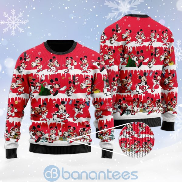 Kansas City Chiefs Mickey American Football Ugly Christmas 3D Sweater Product Photo