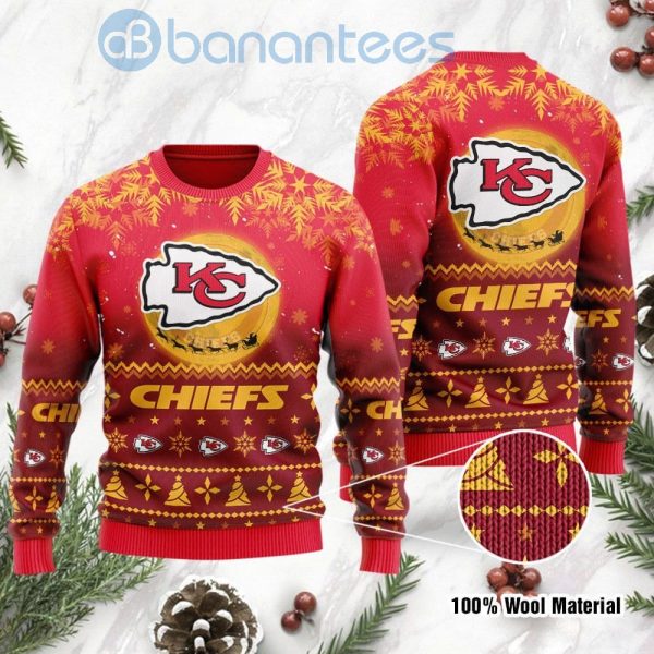 Kansas City Chiefs Santa Claus In The Moon Ugly Christmas 3D Sweater Product Photo