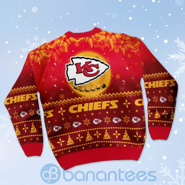 Kansas City Chiefs Santa Claus In The Moon Ugly Christmas 3D Sweater Product Photo