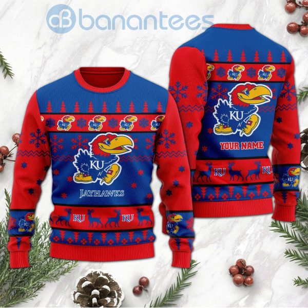 Kansas Jayhawks Custom Name Personalized Ugly Christmas 3D Sweater Product Photo