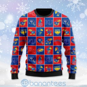 Kansas Jayhawks Football Team Logo Ugly Christmas 3D Sweater Product Photo