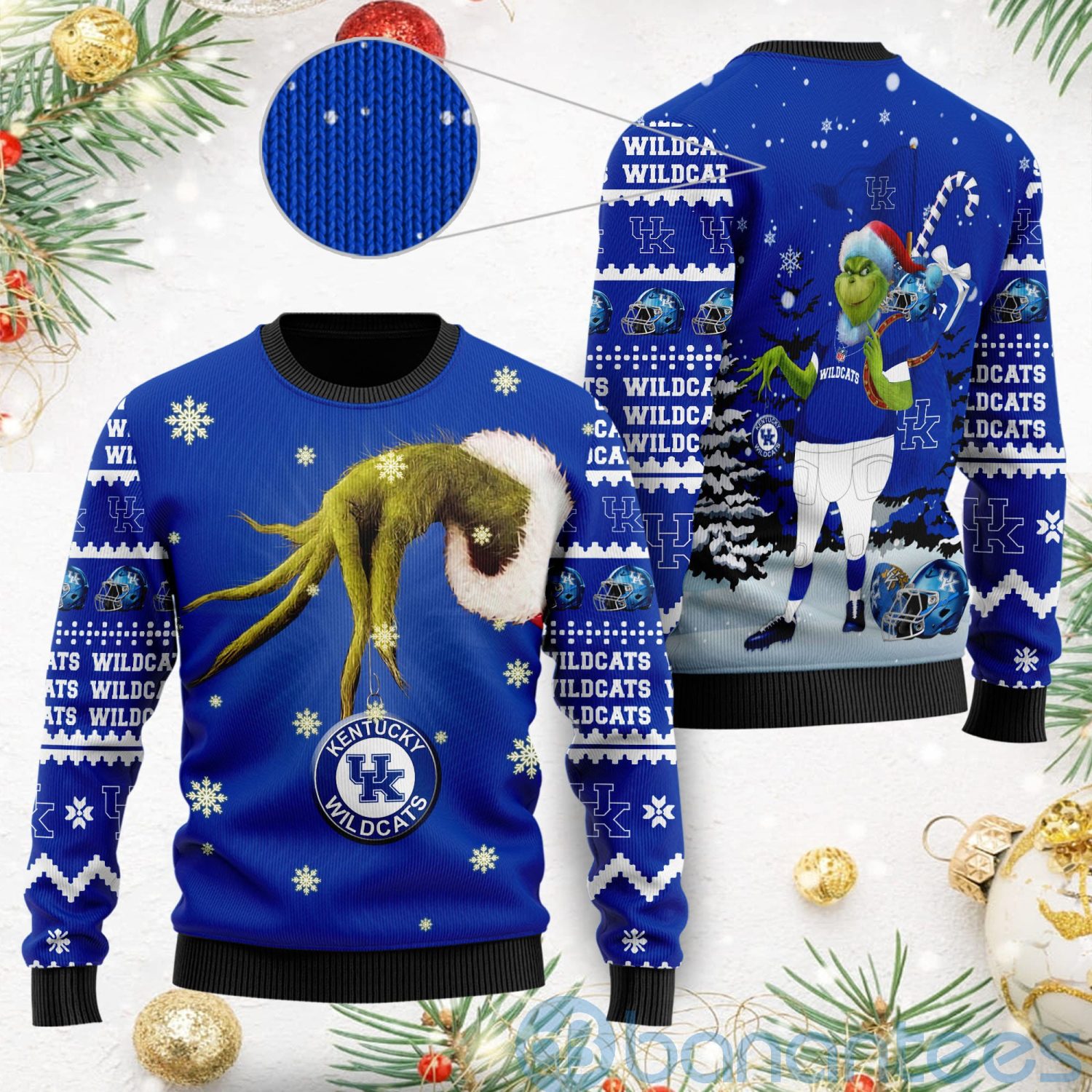 Kentucky Wildcats Team Grinch Ugly Christmas 3D Sweater