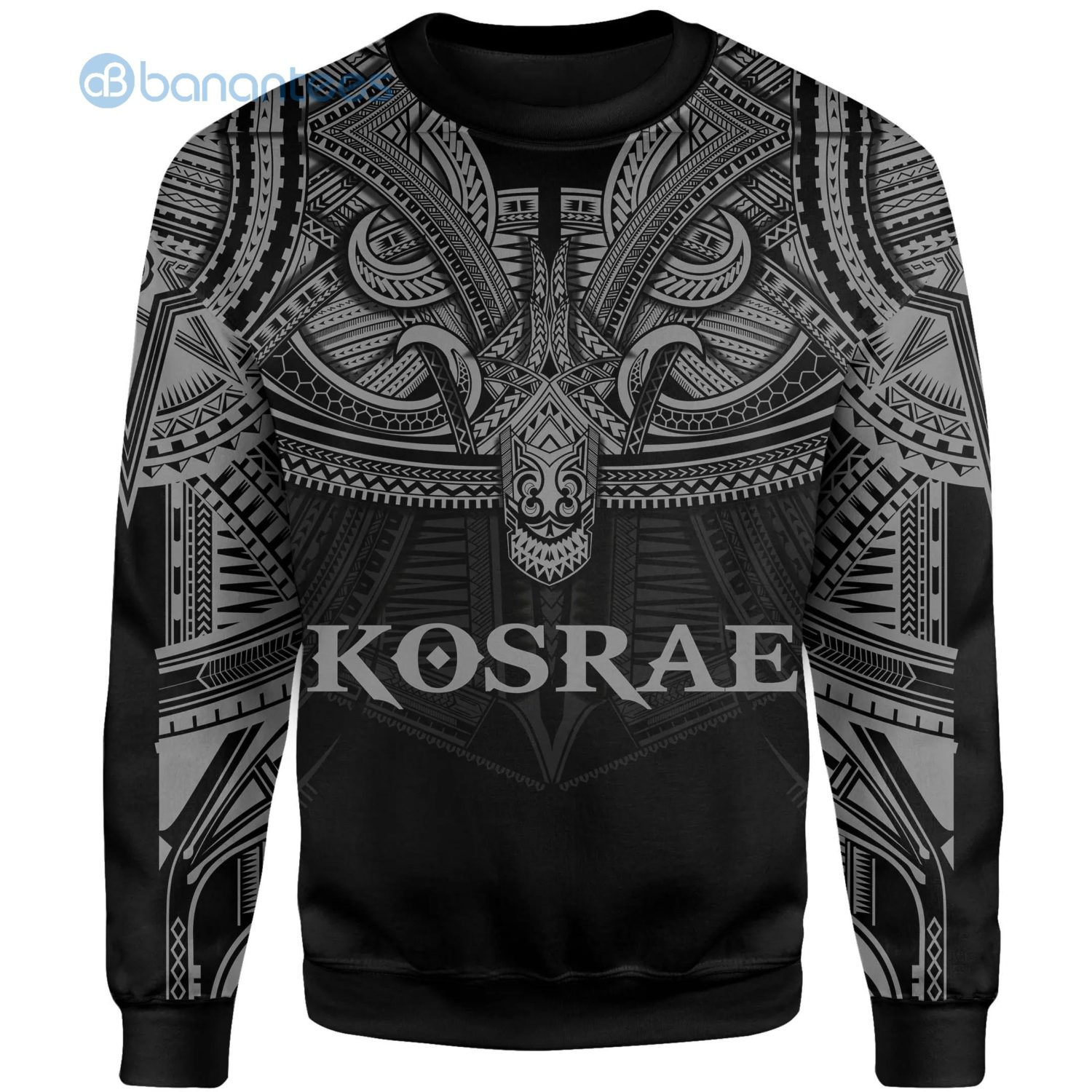 Kosrae Polynesian Pattern Grey And Black All Over Printed 3D Sweatshirt