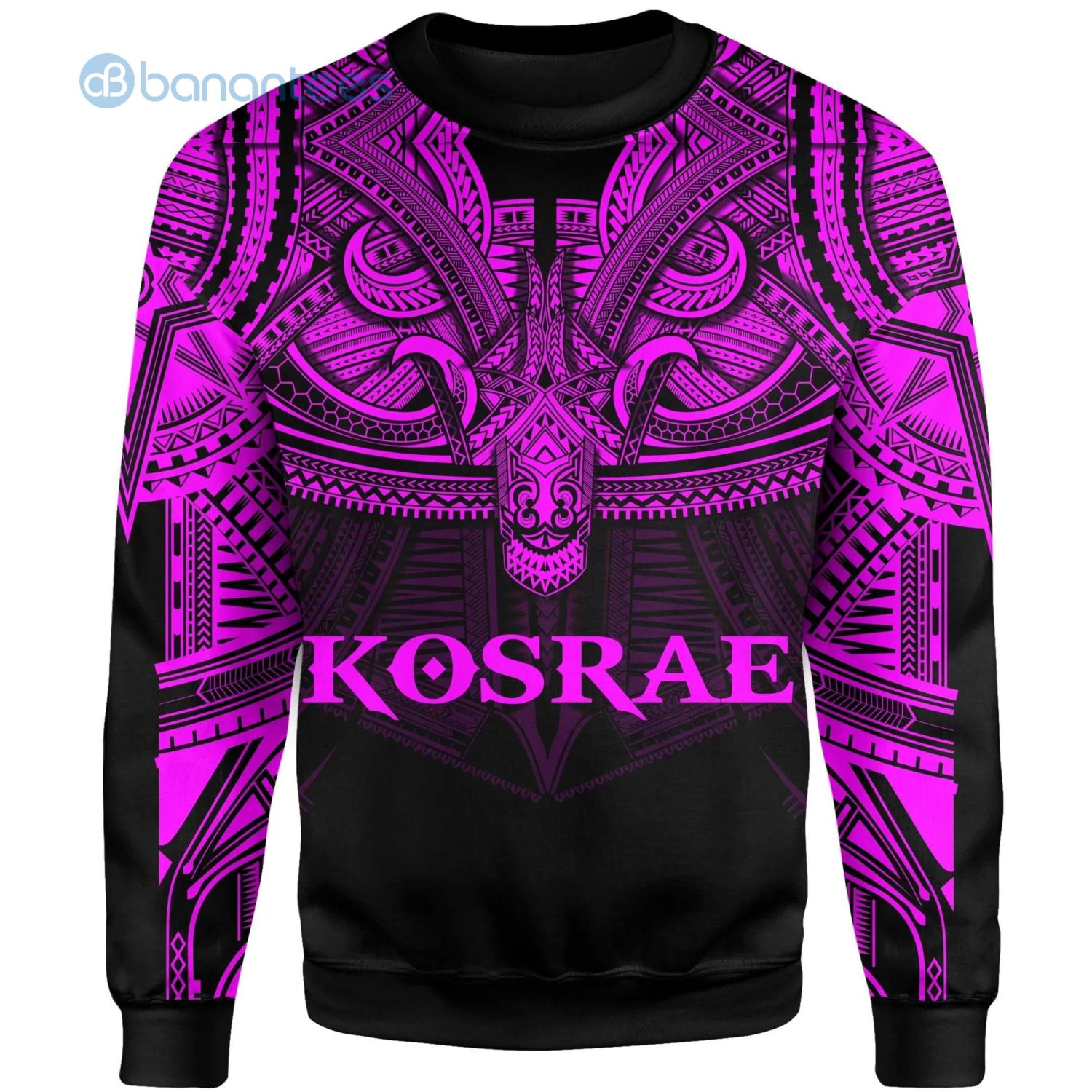 Kosrae Polynesian Pattern Pink And Black All Over Printed 3D Sweatshirt