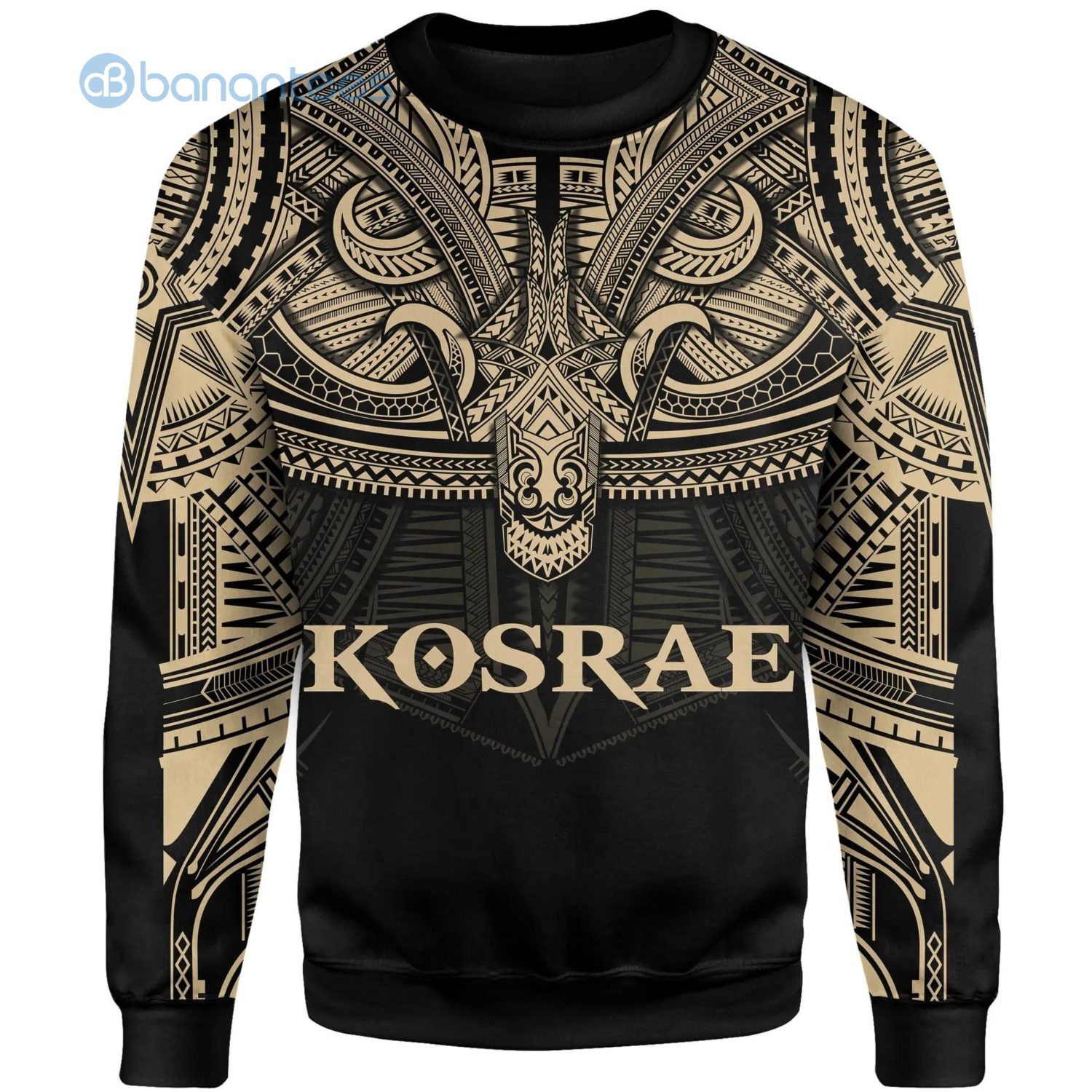 Kosrae Polynesian Pattern Yellow And Black All Over Printed 3D Sweatshirt