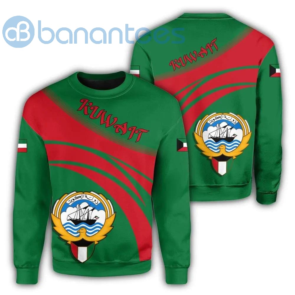 Kuwait Coat Of Arms Cricket Style Green All Over Printed 3D Sweatshirt