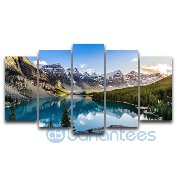 Landscape Sunset View Of Morain Lake Mountain Wall Art Decor Living Room Product Photo