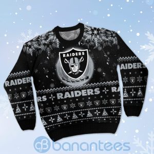Las Vegas Raiders Santa Claus In The Moon Ugly Christmas 3D Sweater Product Photo