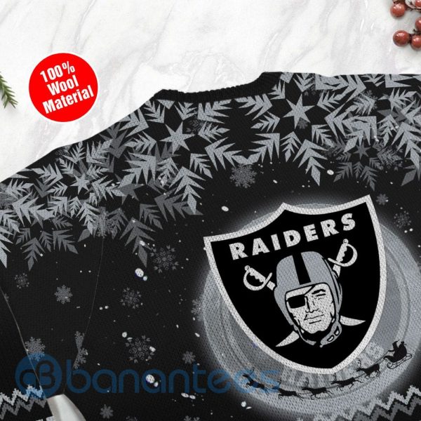 Las Vegas Raiders Santa Claus In The Moon Ugly Christmas 3D Sweater Product Photo