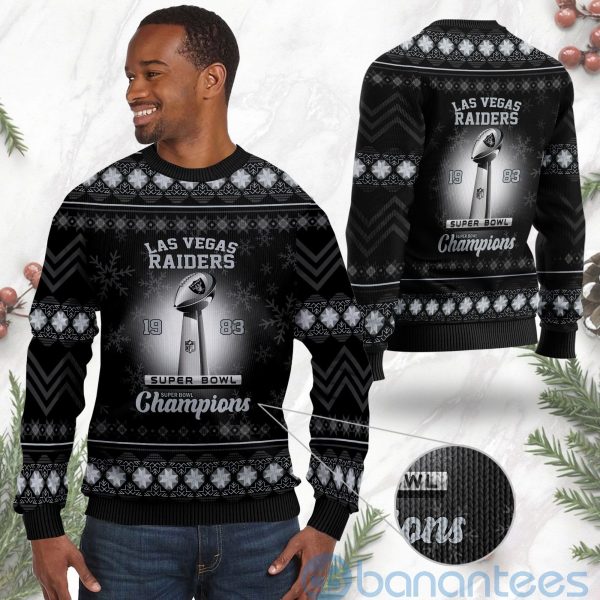 Las Vegas Raiders Super Bowl Champions Cup Ugly Christmas 3D Sweater Product Photo