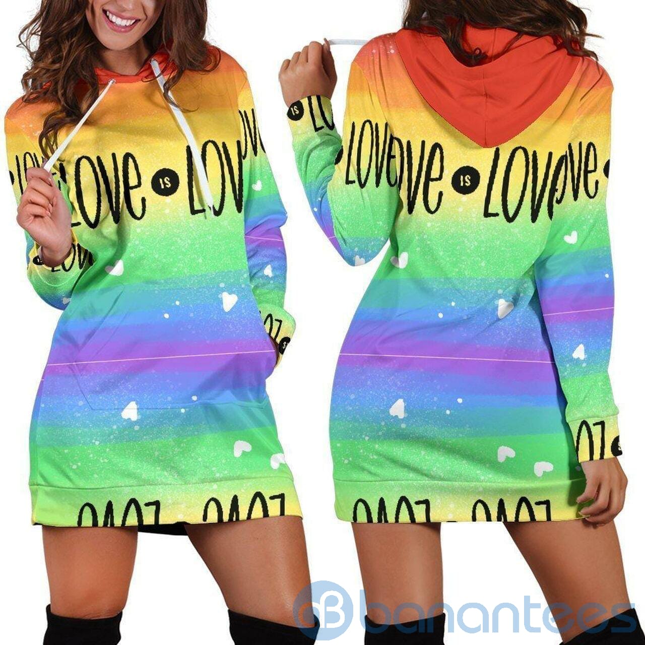 Lgbt Love Is Love Hoodie Dress For Women