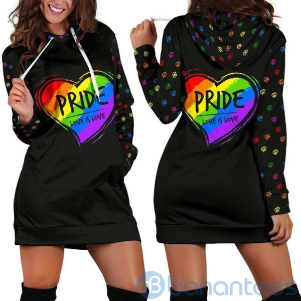 Lgbt Pride Heart Hoodie Dress For Women Product Photo
