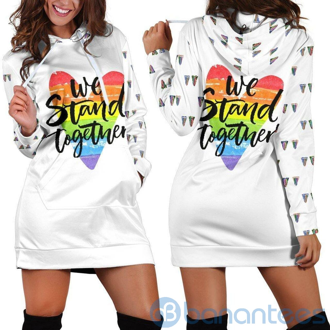Lgbt We Stand Together Hoodie Dress For Women