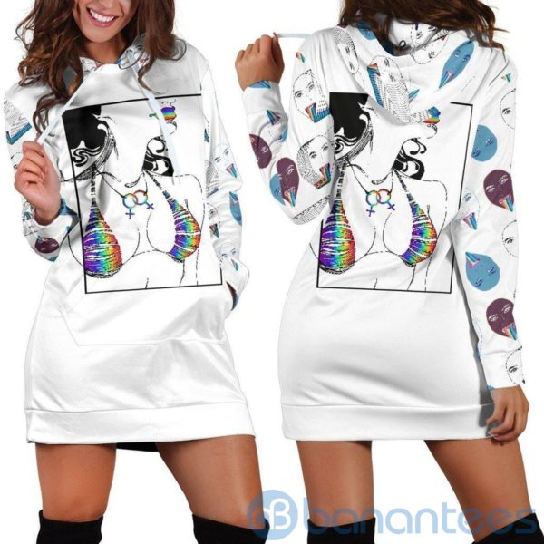 Lgbt White Hoodie Dress For Women Product Photo
