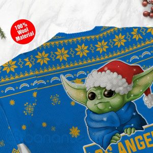 Los Angeles Chargers Cute Baby Yoda Grogu Ugly Christmas 3D Sweater Product Photo