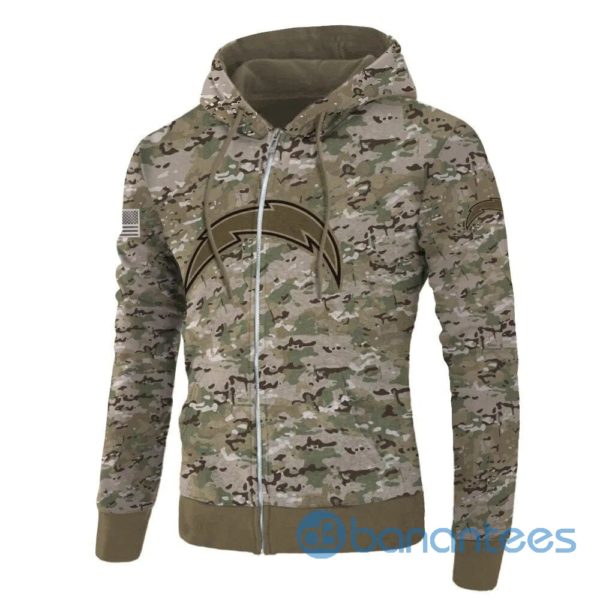 Los Angeles Chargers Hoodie Camo Printed 3D Pullover All Over Printed 3D Hoodie Zip Hoodie Product Photo