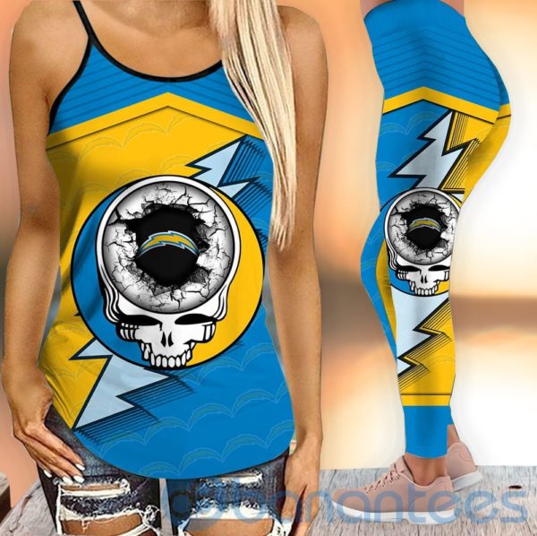 Los Angeles Chargers Leggings And Criss Cross Tank Top For Women Product Photo