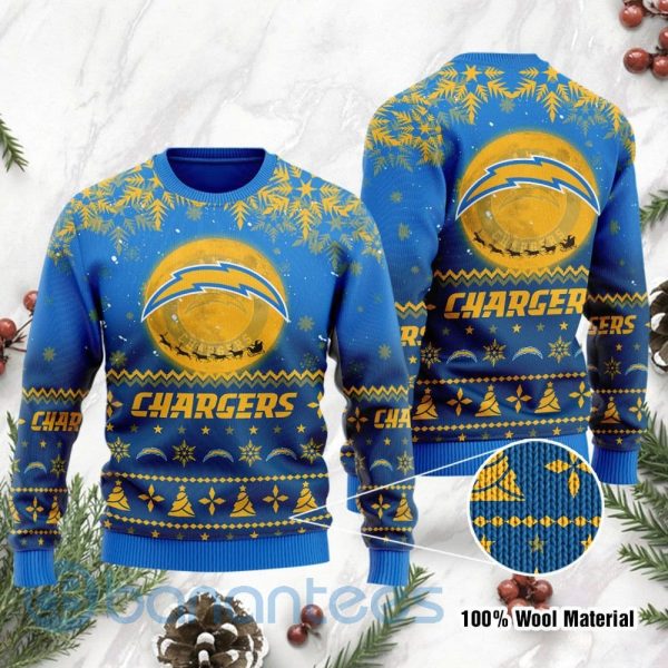 Los Angeles Chargers Santa Claus In The Moon Ugly Christmas 3D Sweater Product Photo