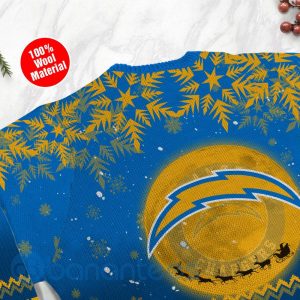 Los Angeles Chargers Santa Claus In The Moon Ugly Christmas 3D Sweater Product Photo