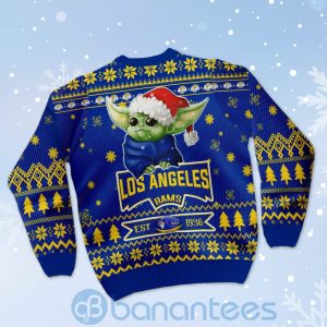 Los Angeles Rams Cute Baby Yoda Grogu Ugly Christmas 3D Sweater Product Photo