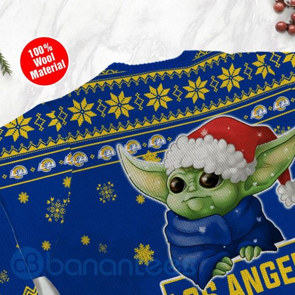 Los Angeles Rams Cute Baby Yoda Grogu Ugly Christmas 3D Sweater Product Photo
