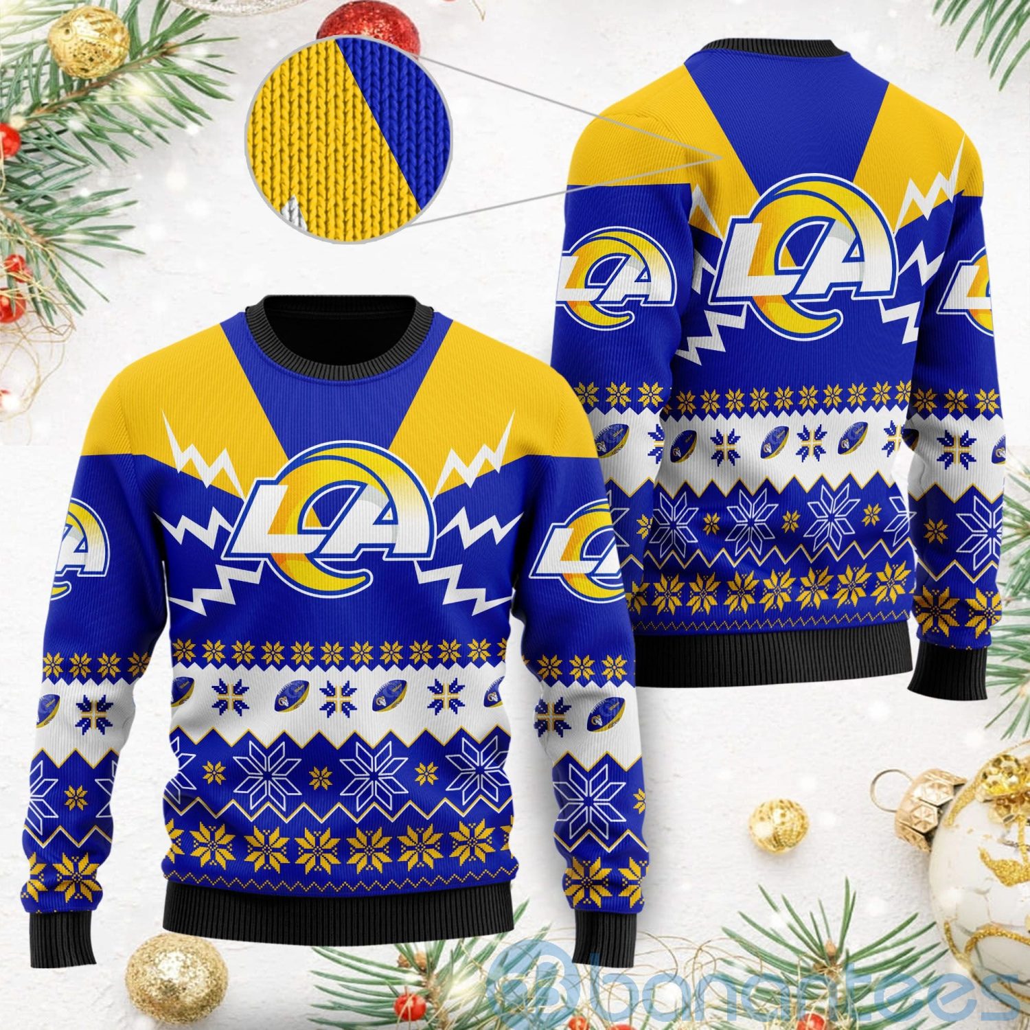 Los Angeles Rams Football Team Logo Symbol 3D Ugly Christmas 3D Sweater