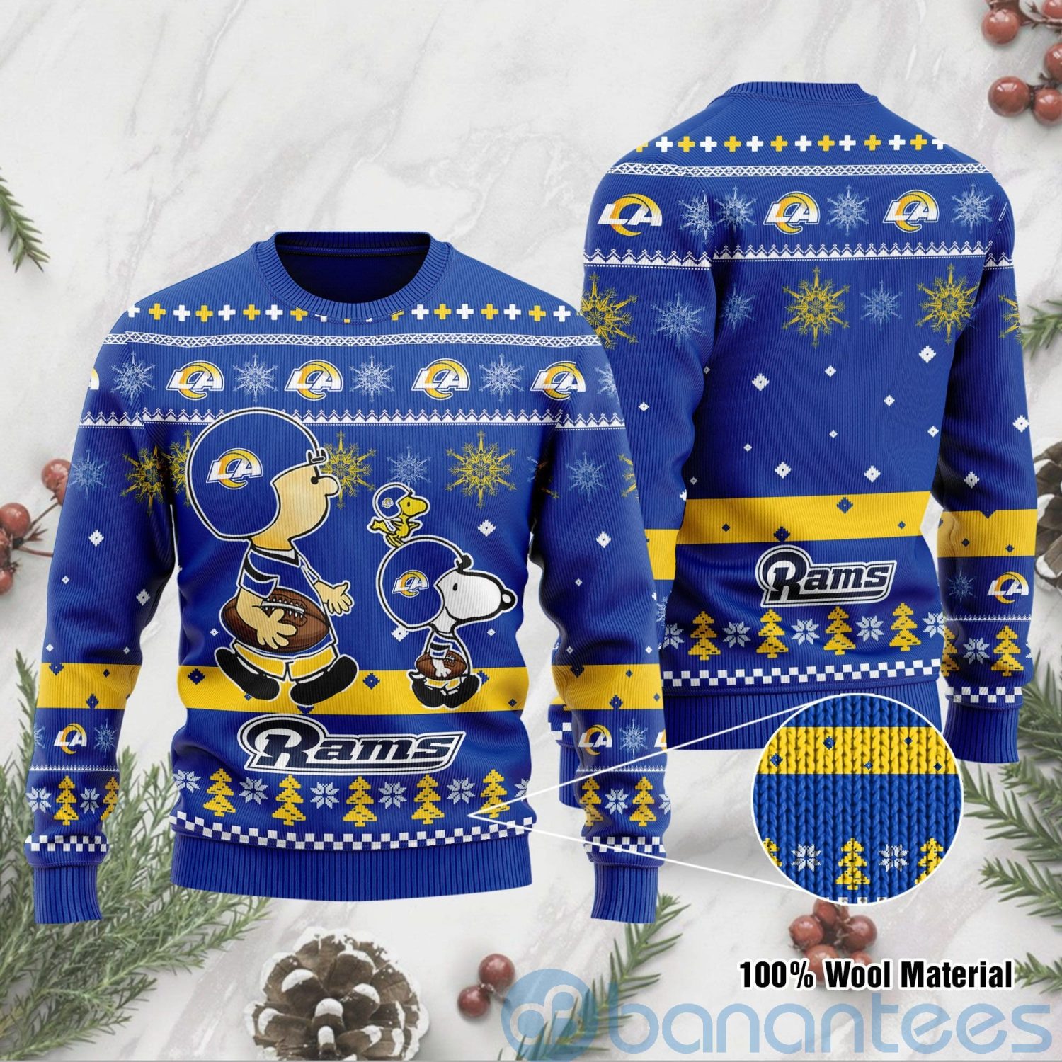 Los Angeles Rams Funny Charlie Brown Peanuts Snoopy Ugly Christmas 3D Sweater